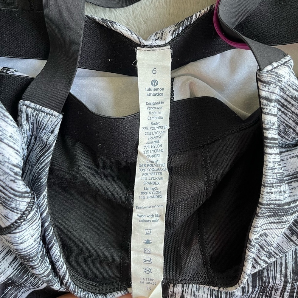 LULULEMON Athletica Black White Plum Hot To Street Tank Heat Wave Top Size 6 - Picture 5 of 6